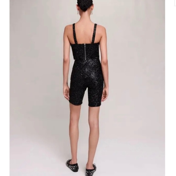 MAJE Black Glittery Cycling Shorts 38/6  Sparkly Bustier Size 2/Medium - Picture 13 of 14